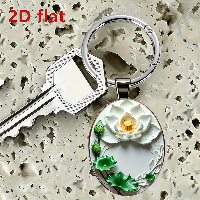 Chinese Style Realistic White Lotus Keychain
